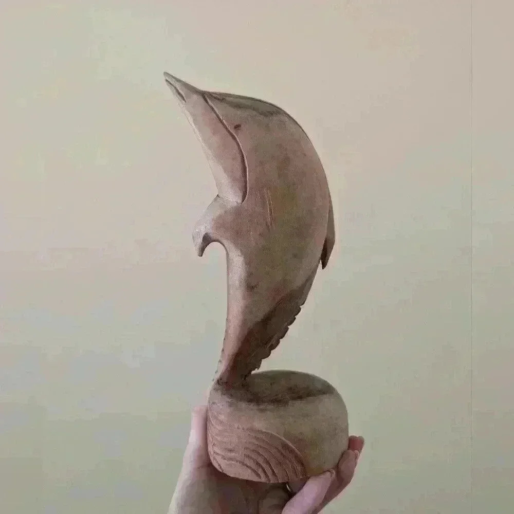Vintage 1970s wooden dolphin statue